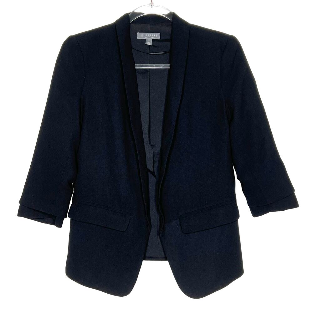 LORD & TAYLOR HIGHLINE COLLECTIVE Open Blazer Suit Jacket Black Womens Size 2